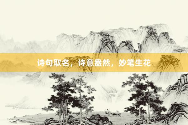 诗句取名，诗意盎然，妙笔生花